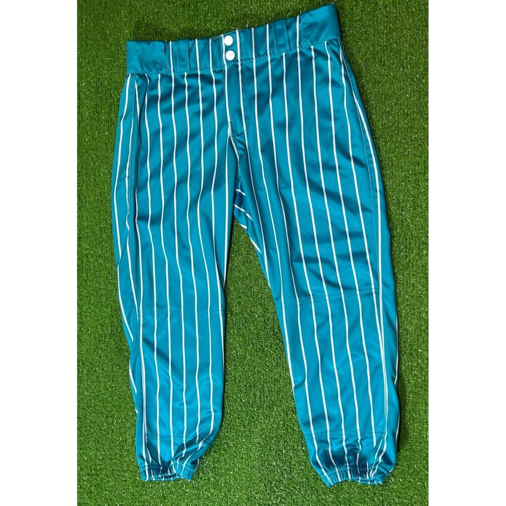 Pintstripe Softball Pants Girl's XL Teal Closed Hem Knickers Dbl Knee Stinger